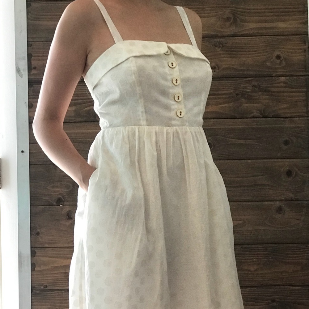 ANTHROPOLOGIE Maeve Golden Polka Dot Dress